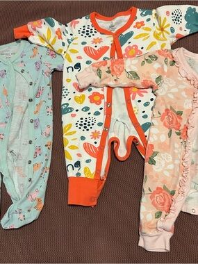 3 Month Button Sleepers, Bundle of 3